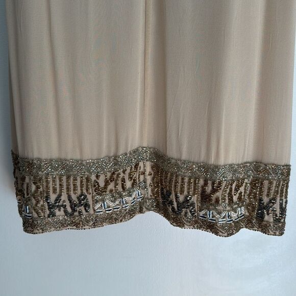 Alice & Olivia Silk Cream Natural Beaded Sheath Dress Knee Length NWT Size 10 - Picture 9 of 9